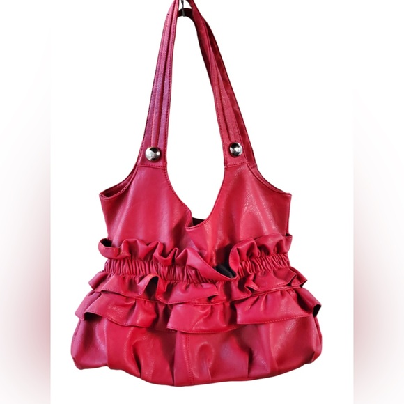 Nwot Red Purse w/ Ruffle detail - Picture 15 of 15
